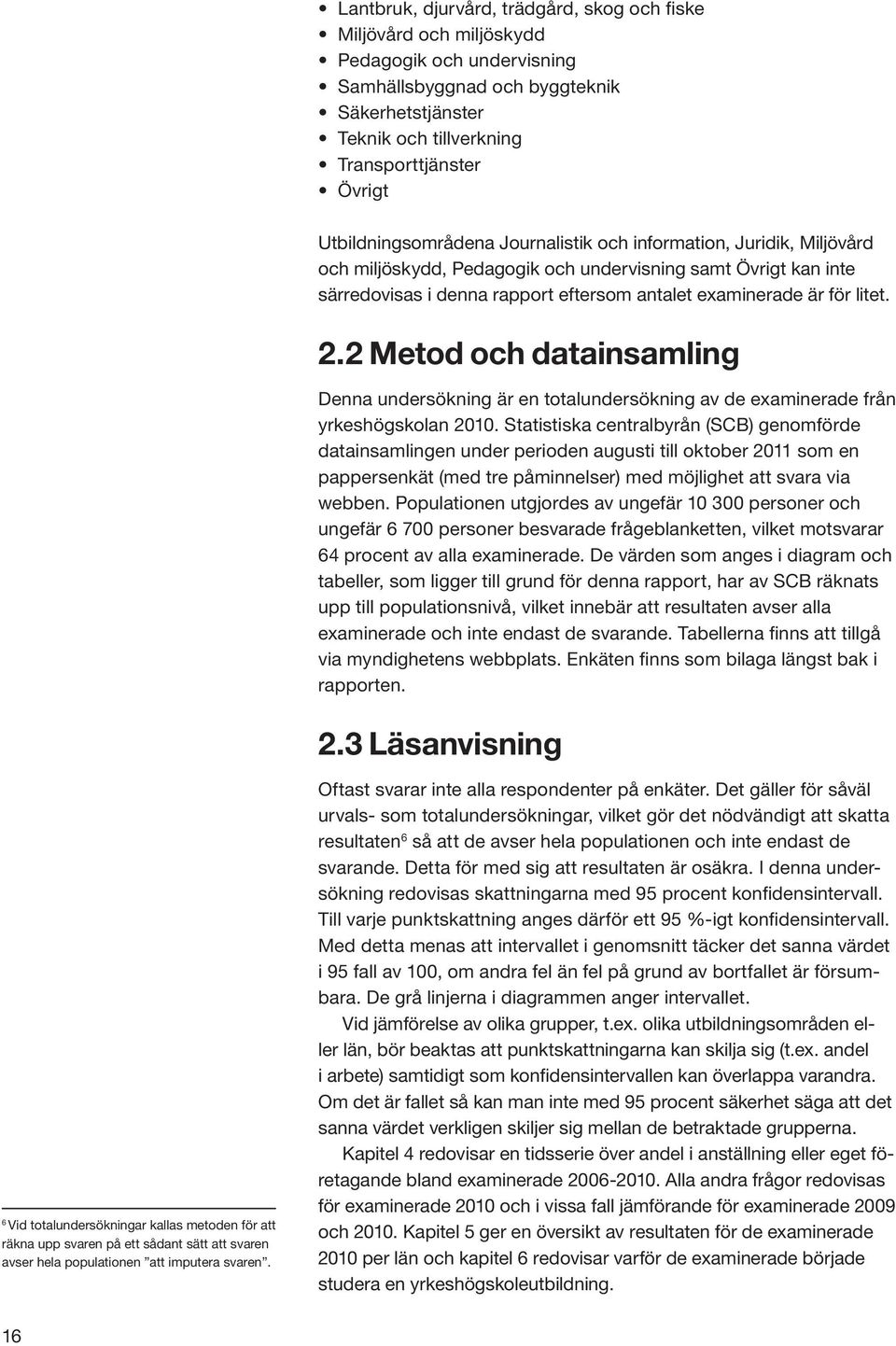 litet. 2.2 Metod och datainsamling Denna undersökning är en totalundersökning av de examinerade från yrkeshögskolan 2010.