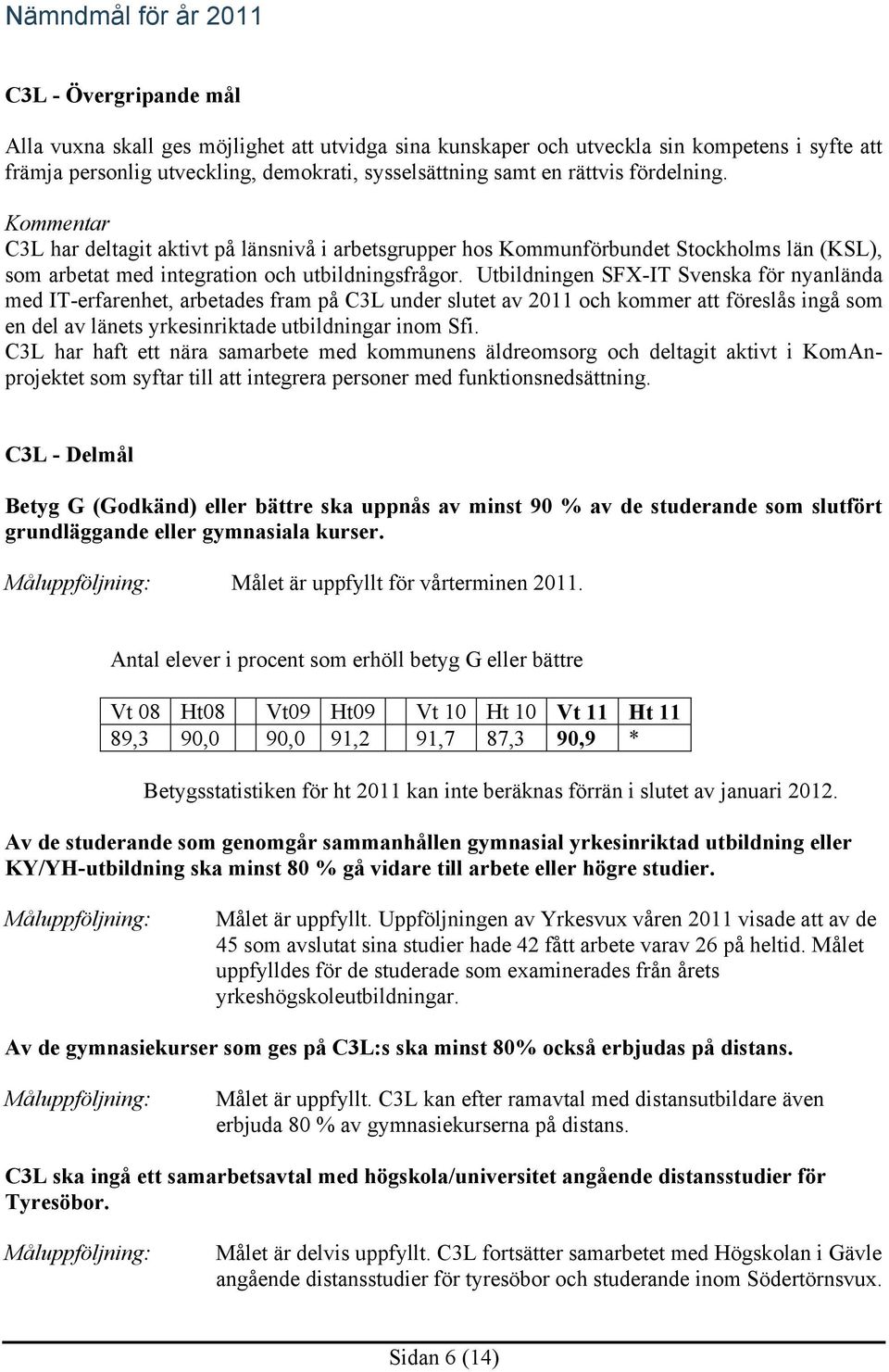 Utbildningen SFX-IT Svenska för nyanlända med IT-erfarenhet, arbetades fram på C3L under slutet av 2011 och kommer att föreslås ingå som en del av länets yrkesinriktade utbildningar inom Sfi.