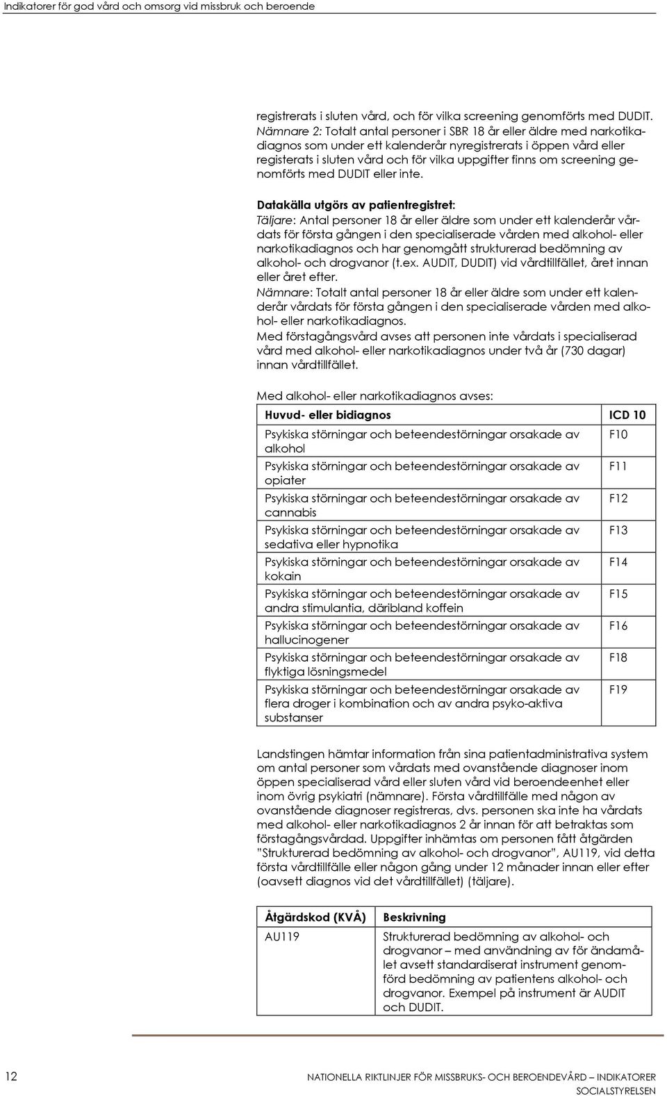 screening genomförts med DUDIT eller inte.