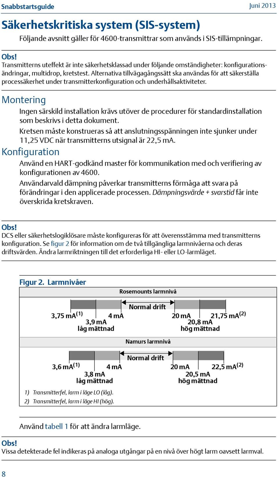 Alternativa tillvägagångssätt ska användas för att säkerställa processäkerhet under transmitterkonfiguration och underhållsaktiviteter.