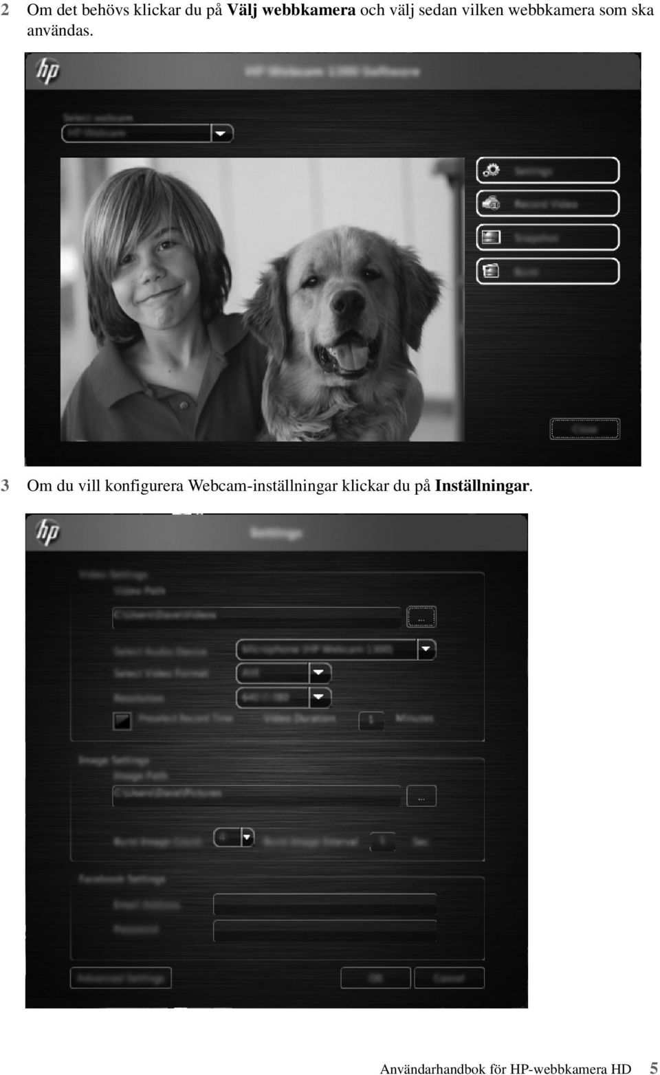3 Om du vill konfigurera Webcam-inställningar