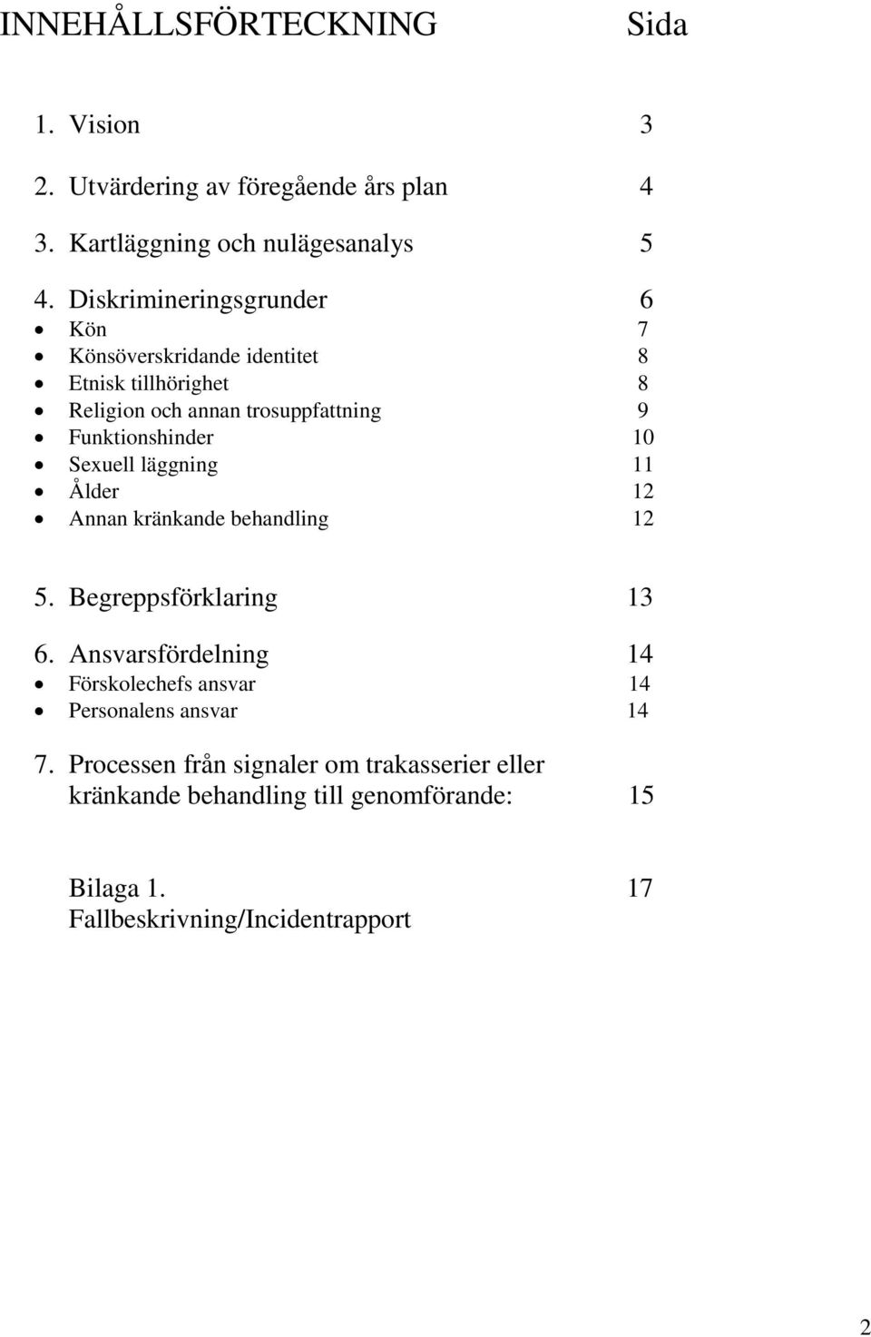 10 Sexuell läggning 11 Ålder 12 Annan kränkande behandling 12 5. Begreppsförklaring 13 6.