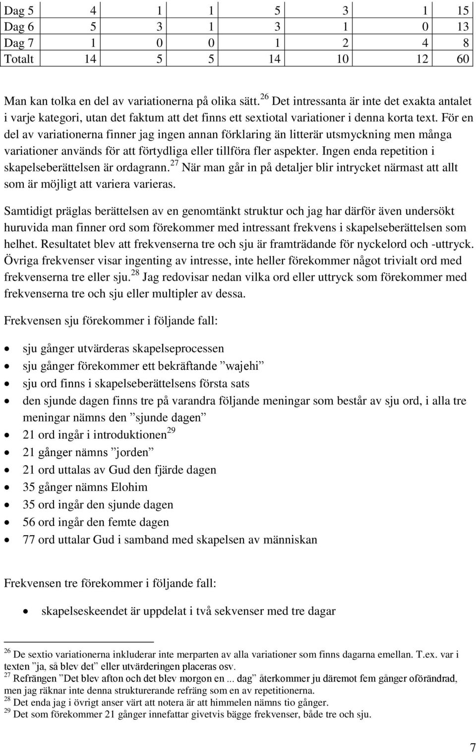 För en del av variationerna finner jag ingen annan förklaring än litterär utsmyckning men många variationer används för att förtydliga eller tillföra fler aspekter.