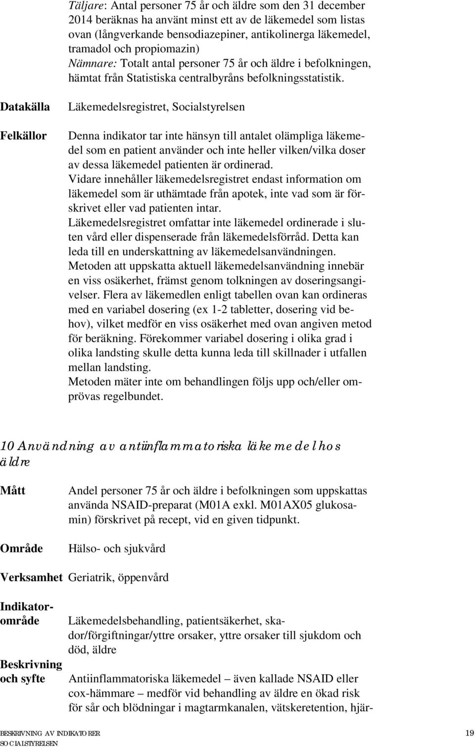 Läkemedelsregistret, Socialstyrelsen Denna tar inte hänsyn till antalet olämpliga läkemedel som en patient använder och inte heller vilken/vilka doser av dessa läkemedel patienten är ordinerad.