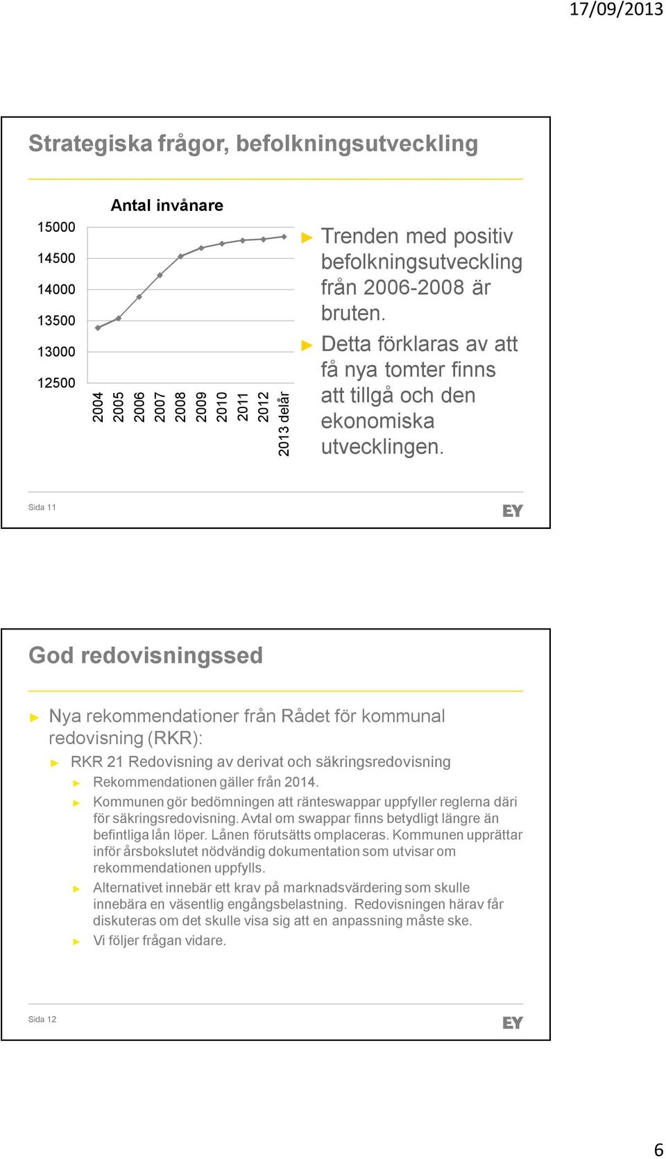 Sida 11 God redovisningssed Nya rekommendationer från Rådet för kommunal redovisning (RKR): RKR 21 Redovisning av derivat och säkringsredovisning Rekommendationen gäller från 2014.