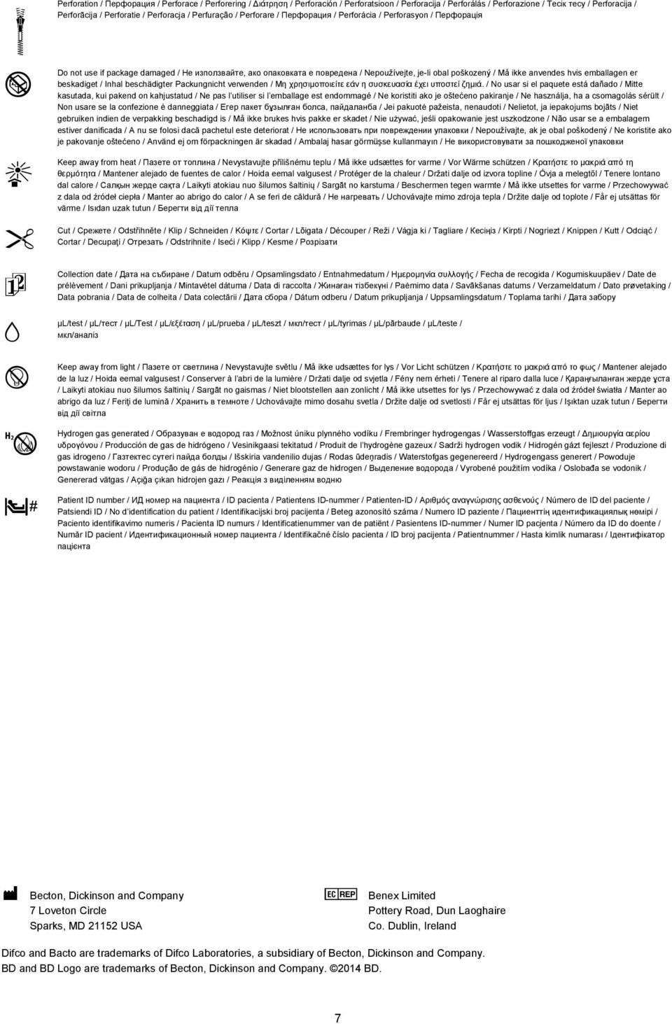 poškozený / Må ikke anvendes hvis emballagen er beskadiget / Inhal beschädigter Packungnicht verwenden / Μη χρησιμοποιείτε εάν η συσκευασία έχει υποστεί ζημιά.