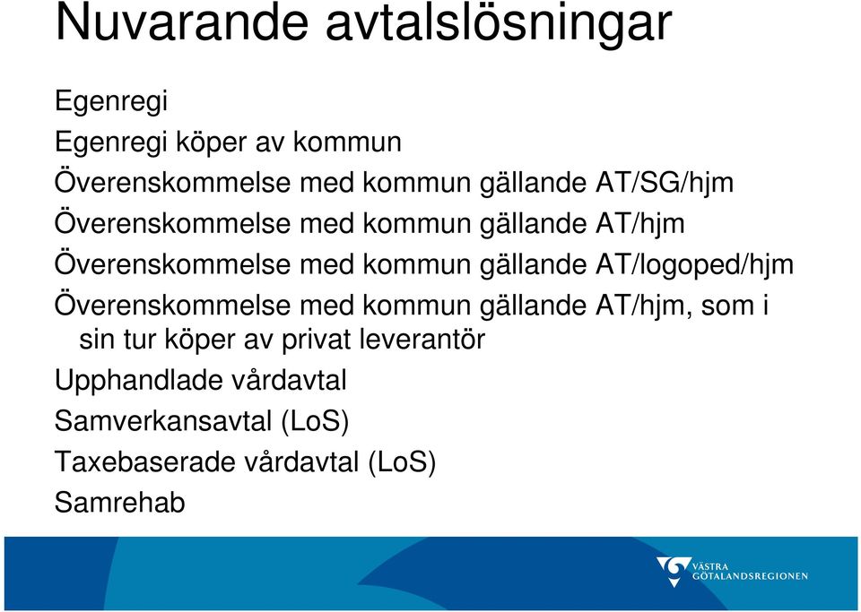 gällande AT/logoped/hjm Överenskommelse med kommun gällande AT/hjm, som i sin tur köper av