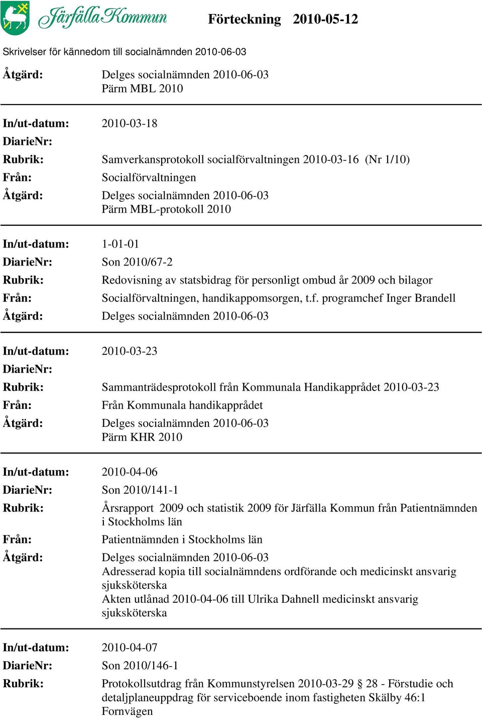 r personligt ombud år 2009 och bilagor Socialfö