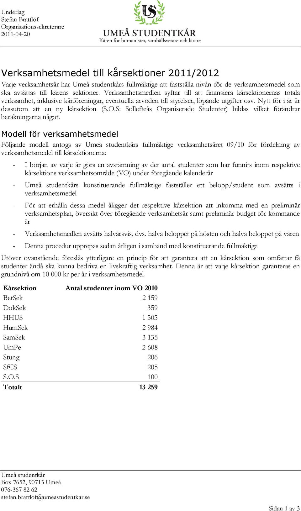 Nytt för i år är dessutom att en ny kårsektion (S.O.S: Sollefteås Organiserade Studenter) bildas vilket förändrar beräkningarna något.