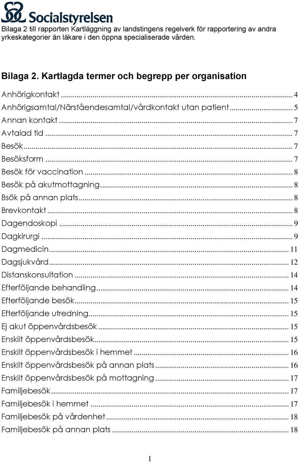 .. 7 Besök för vaccination... 8 Besök på akutmottagning... 8 Bsök på annan plats... 8 Brevkontakt... 8 Dagendoskopi... 9 Dagkirurgi... 9 Dagmedicin... 11 Dagsjukvård... 12 Distanskonsultation.