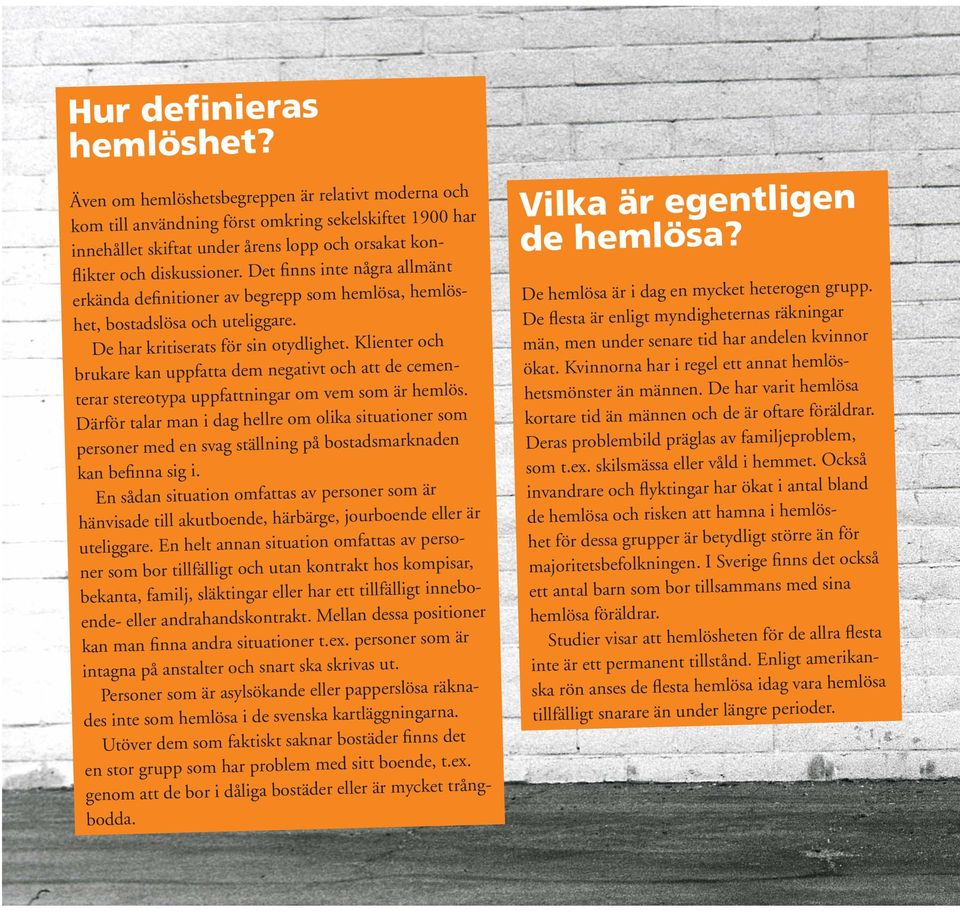 Det finns inte några allmänt erkända definitioner av begrepp som hemlösa, hemlöshet, bostadslösa och uteliggare. De har kritiserats för sin otydlighet.