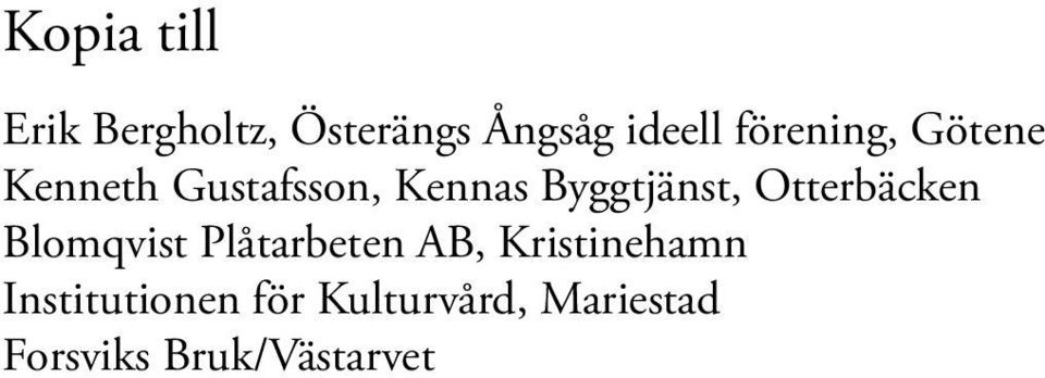Otterbäcken Blomqvist Plåtarbeten AB, Kristinehamn