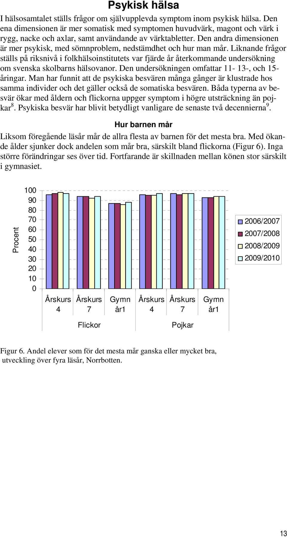 Den andra dimensionen är mer psykisk, med sömnproblem, nedstämdhet och hur man mår.