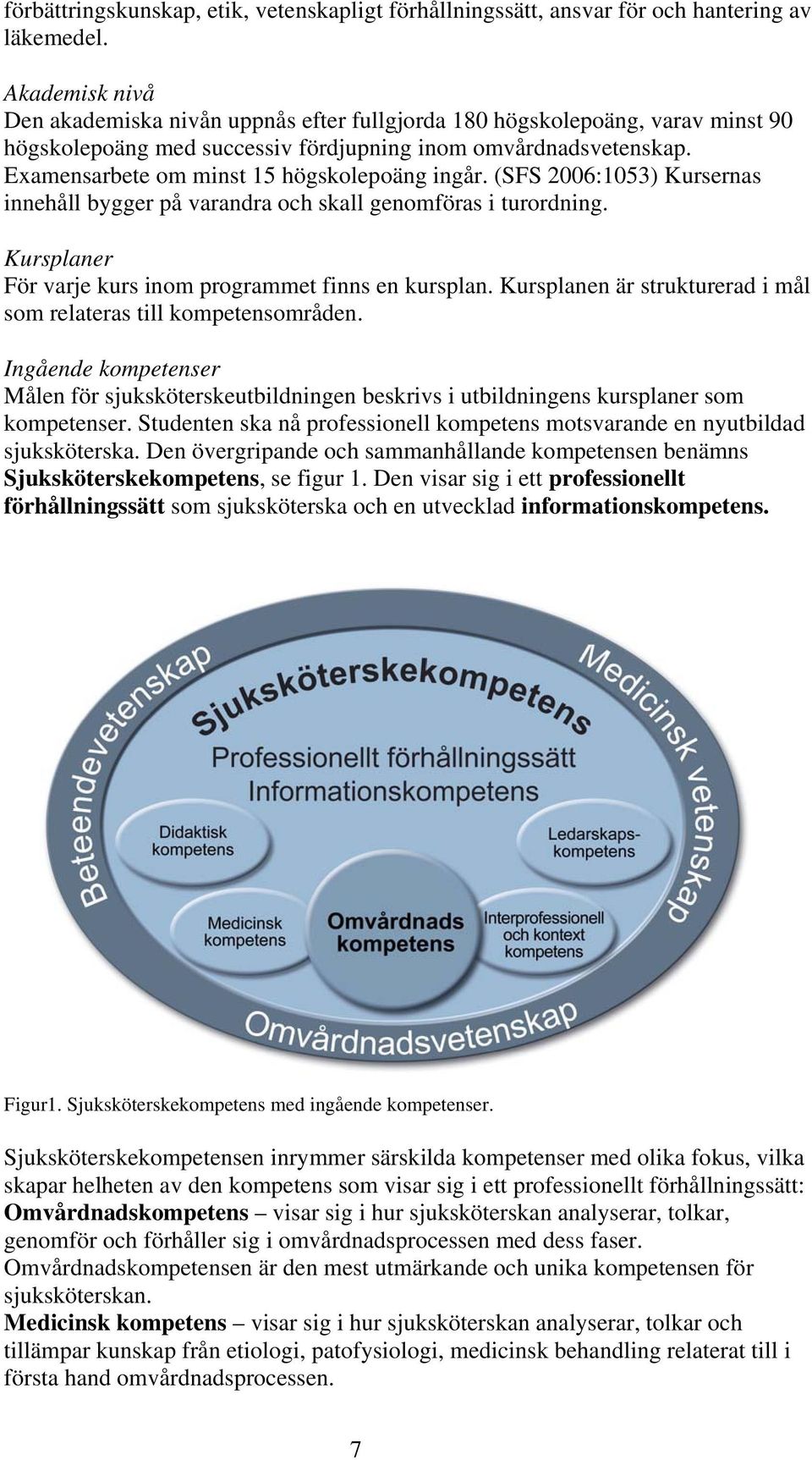 Examensarbete om minst 15 högskolepoäng ingår. (SFS 2006:1053) Kursernas innehåll bygger på varandra och skall genomföras i turordning. Kursplaner För varje kurs inom programmet finns en kursplan.