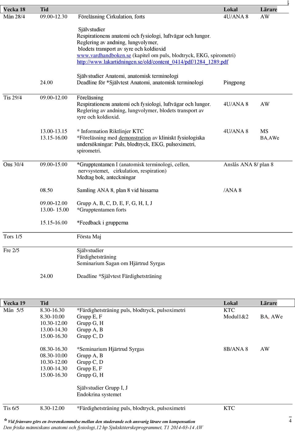 se/old/content_0414/pdf/1284_1289.pdf Anatomi, anatomisk terminologi 24.00 Deadline för *Självtest Anatomi, anatomisk terminologi Pingpong Tis 29/4 09.00-12.