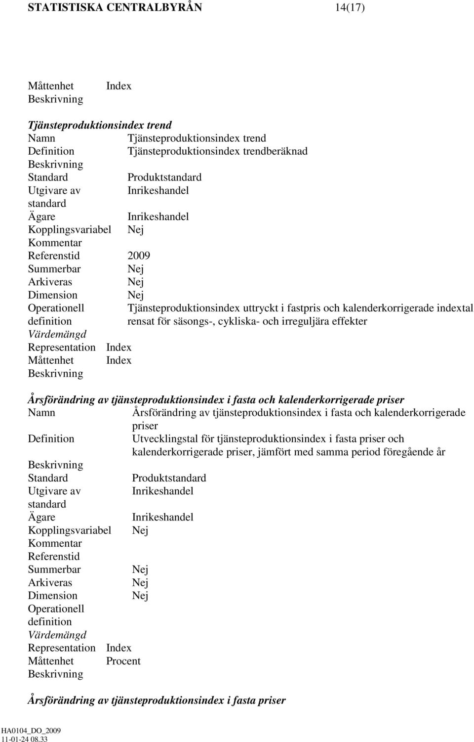 tjänsteproduktionsindex i fasta och kalenderkorrigerade priser Årsförändring av tjänsteproduktionsindex i fasta och kalenderkorrigerade priser Utvecklingstal för tjänsteproduktionsindex i fasta