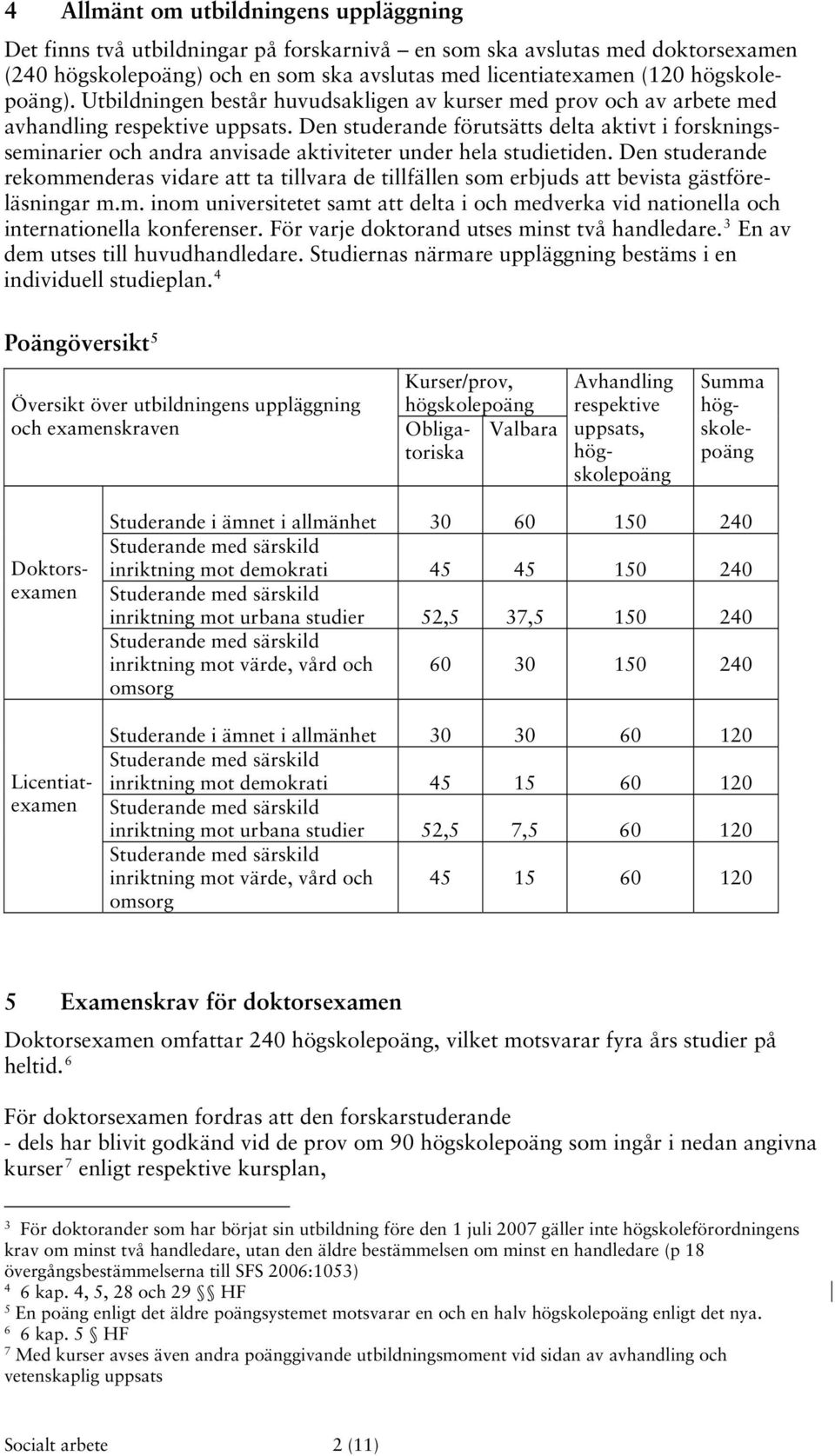 Den studerande förutsätts delta aktivt i forskningsseminarier och andra anvisade aktiviteter under hela studietiden.