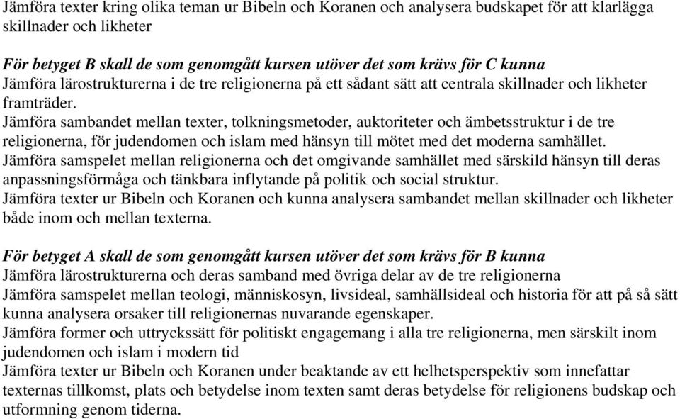 Jämföra sambandet mellan texter, tolkningsmetoder, auktoriteter och ämbetsstruktur i de tre religionerna, för judendomen och islam med hänsyn till mötet med det moderna samhället.
