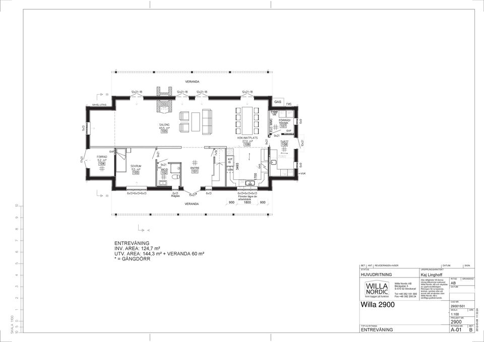 ENTREVÅNING INV. RE: 124,7 m² UTV.