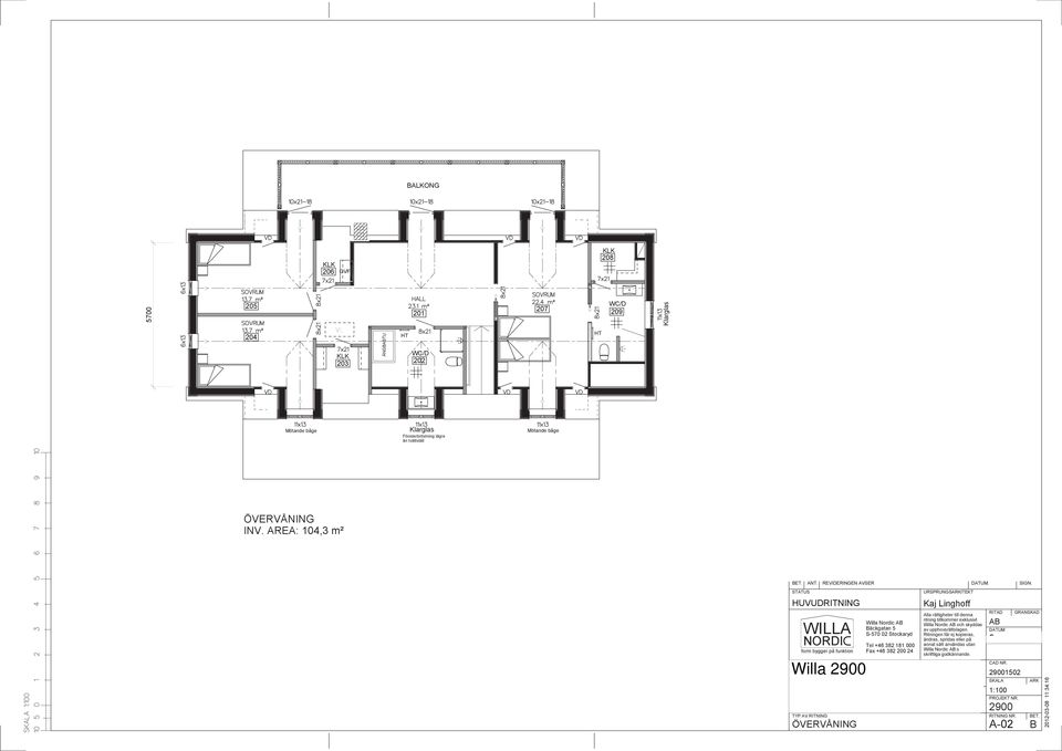 RE: 104,3 m² FSTIGHET ÅNGSTU, F-DÖRRR VÄSTR KRUP 1:120 ÅSTDS KOMMUN WILL 1502 GRNSKD TYP V RITNING