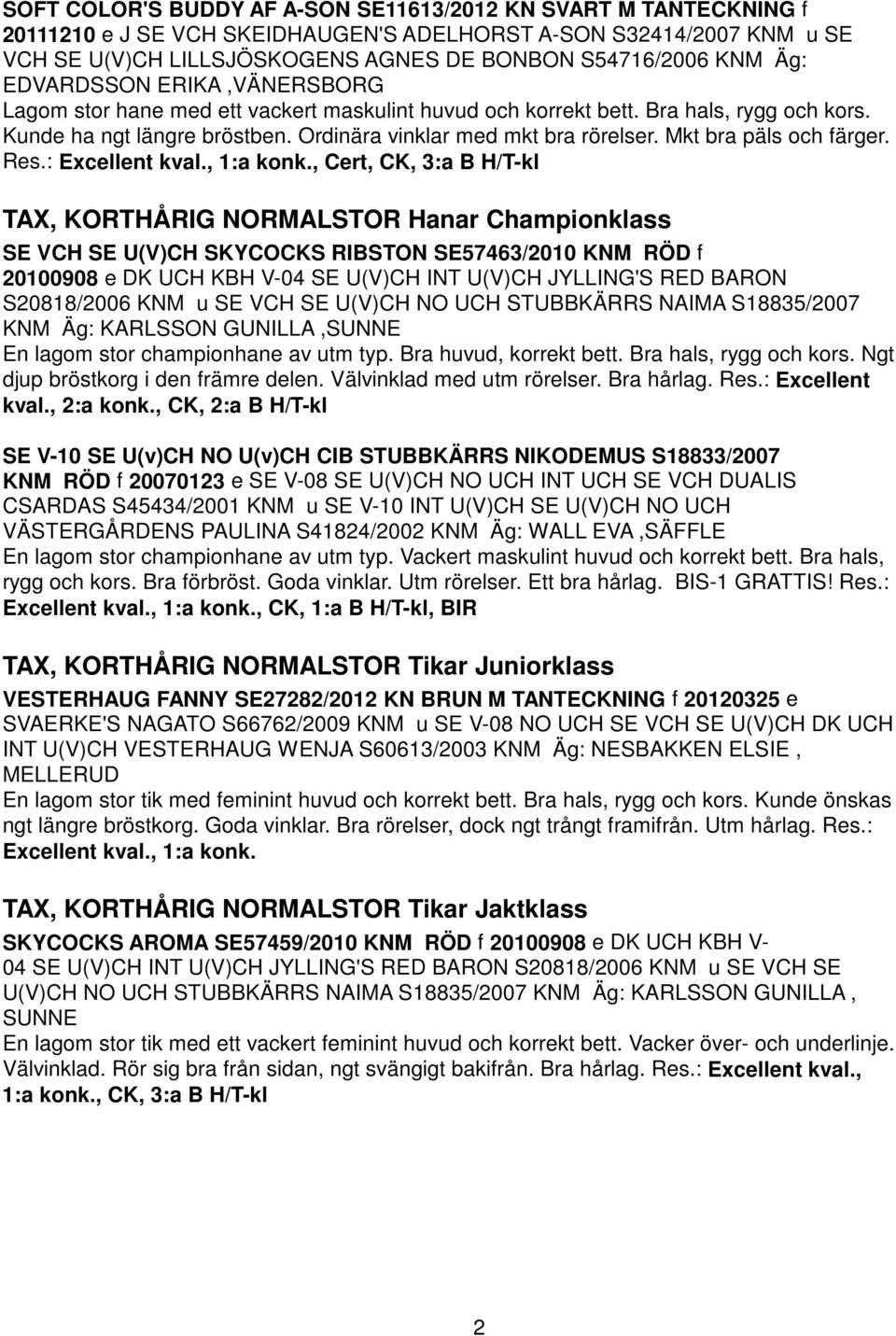 Mkt bra päls och färger. Res.: Excellent kval., 1:a konk.