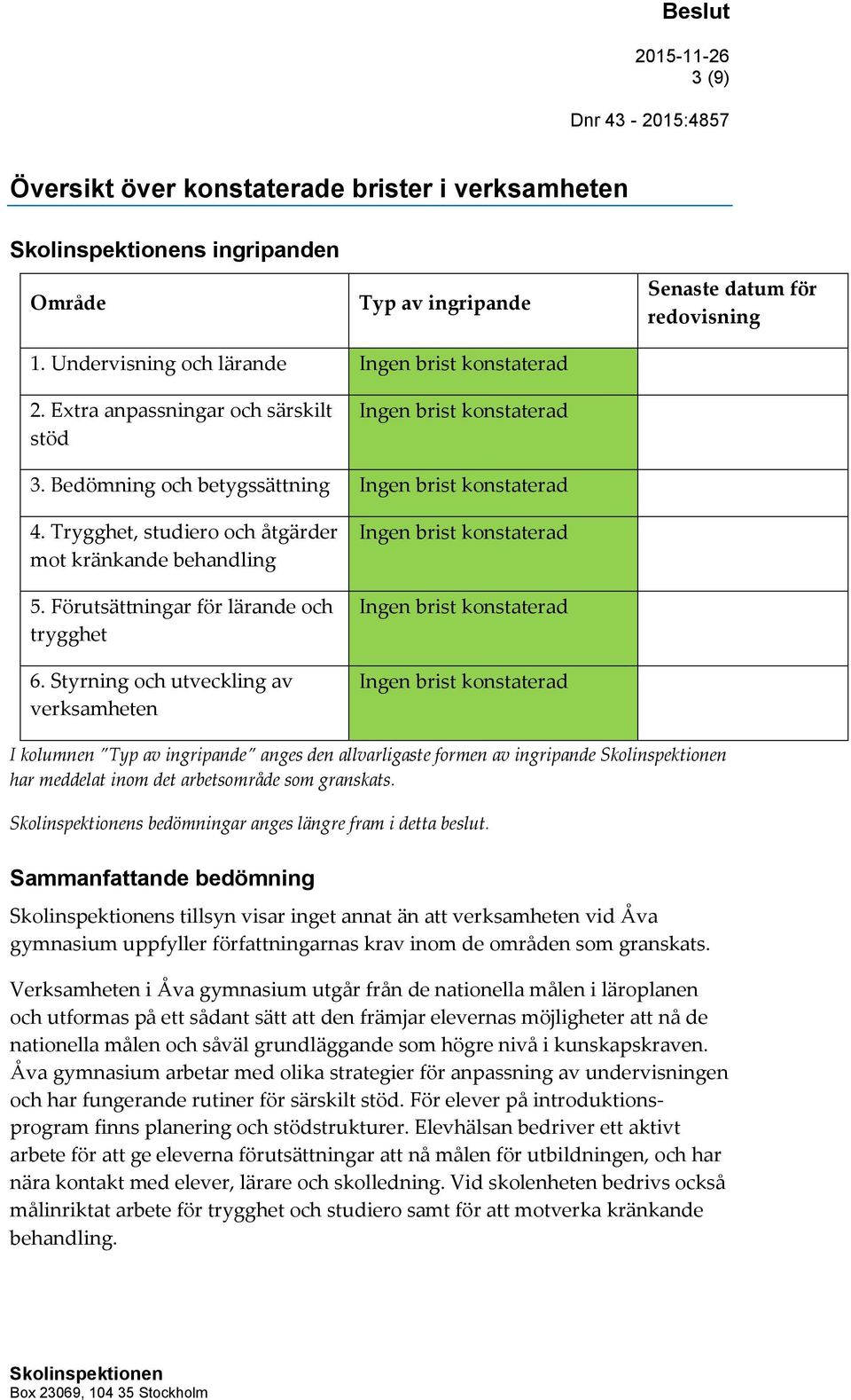 Förutsättningar för lärande och trygghet 6.