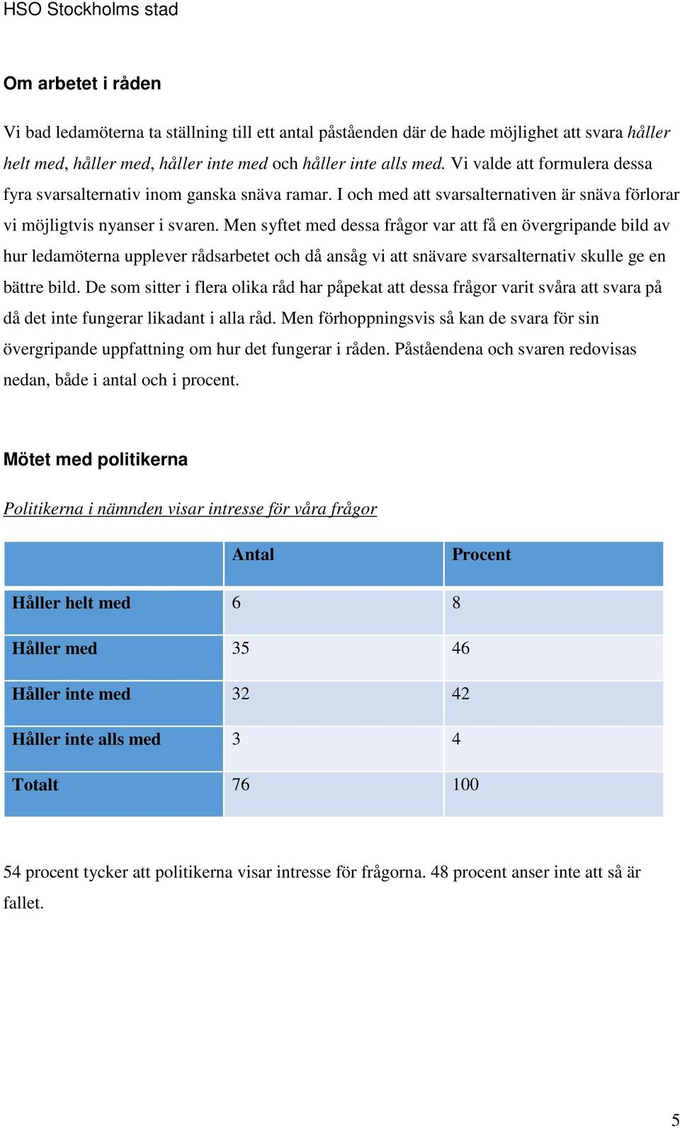 Men syftet med dessa frågor var att få en övergripande bild av hur ledamöterna upplever rådsarbetet och då ansåg vi att snävare svarsalternativ skulle ge en bättre bild.