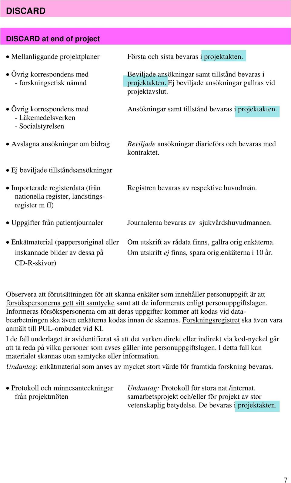 Övrig korrespondens med - Läkemedelsverken - Socialstyrelsen Avslagna ansökningar om bidrag Ansökningar samt tillstånd bevaras i projektakten.
