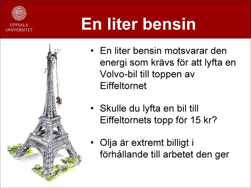 Eiffeltornet Skulle du lyfta en bil till Eiffeltornets