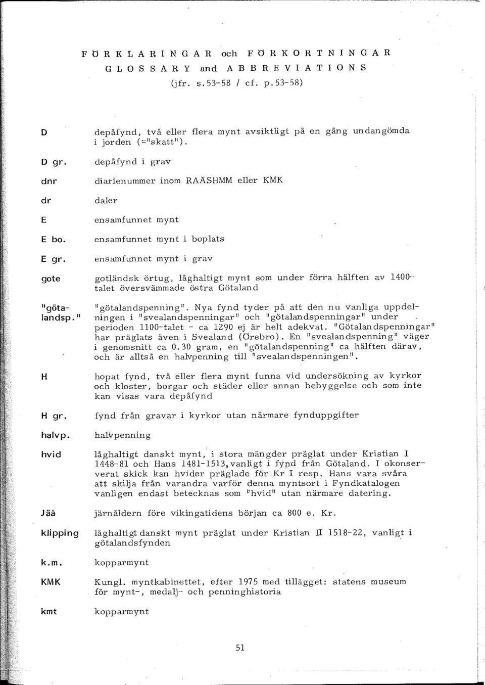 diarienummer inom RAASHMM eller KMK daler ensamfunnet mynt ensamfunnet mynt i boplats E gr. ensamfunnet mynt i grav gote "götalandsp. " H H gr. halvp.