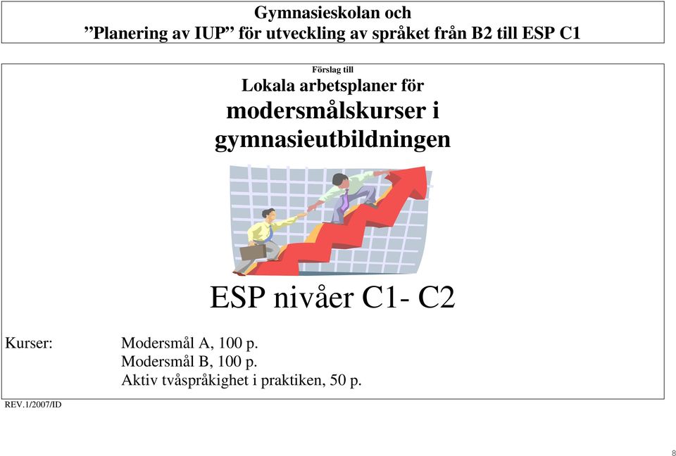 gymnasieutbildningen ESP nivåer C1- C2 Kurser: Modersmål A, 100 p.