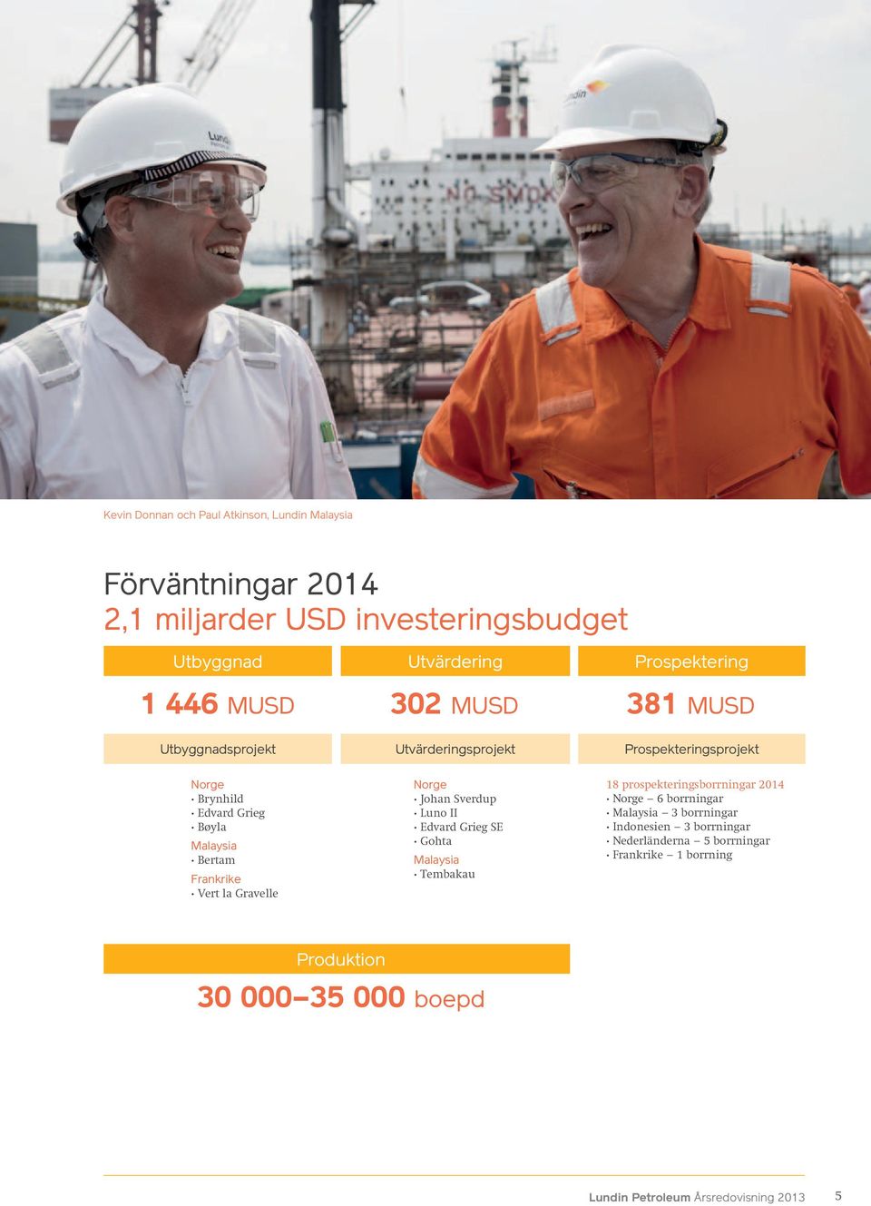 la Gravelle Norge Johan Sverdup Luno II Edvard Grieg SE Gohta Malaysia Tembakau 18 prospekteringsborrningar 2014 Norge 6 borrningar Malaysia 3