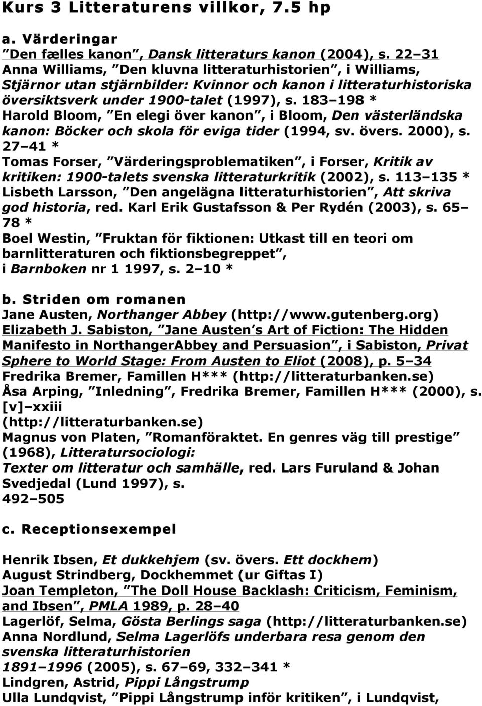 183 198 * Harold Bloom, En elegi över kanon, i Bloom, Den västerländska kanon: Böcker och skola för eviga tider (1994, sv. övers. 2000), s.