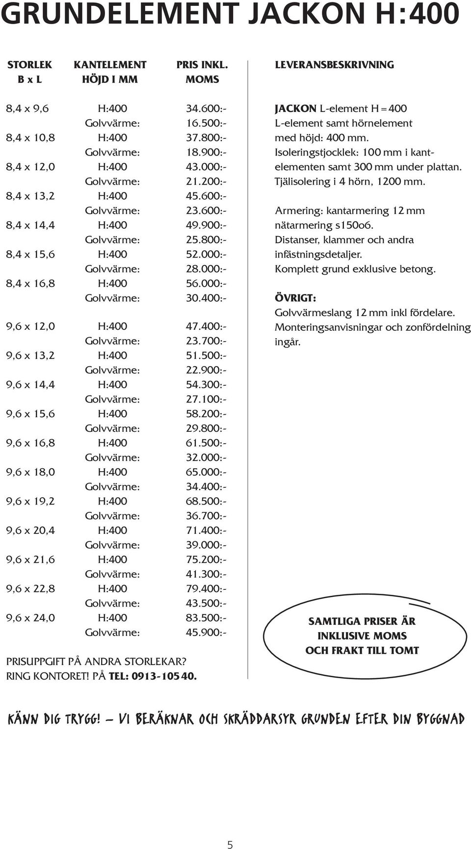 000:- 8,4 x 16,8 H:400 56.000:- Golvvärme: 30.400:- 9,6 x 12,0 H:400 47.400:- Golvvärme: 23.700:- 9,6 x 13,2 H:400 51.500:- Golvvärme: 22.900:- 9,6 x 14,4 H:400 54.300:- Golvvärme: 27.