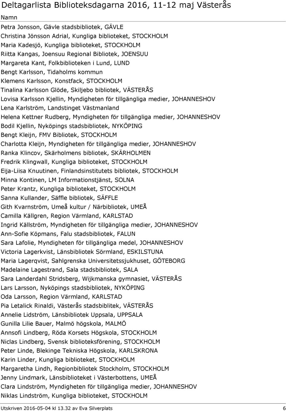 Myndigheten för tillgängliga medier, JOHANNESHOV Lena Karlström, Landstinget Västmanland Helena Kettner Rudberg, Myndigheten för tillgängliga medier, JOHANNESHOV Bodil Kjellin, Nyköpings