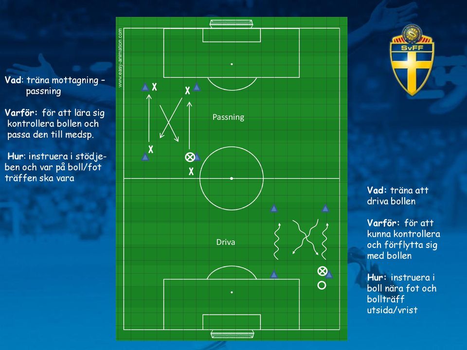 utvecklingen planeras in spel i olika former bör dominera träningen, upp till 75-80% träna flertalet moment med rektangel som grund planera övningar så att