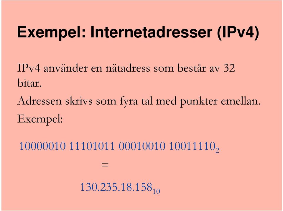 Adressen skrivs som fyra tal med punkter emellan.