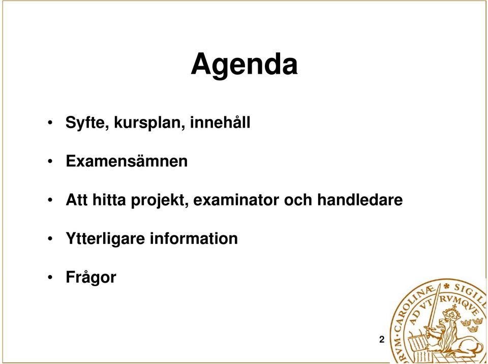 projekt, examinator och