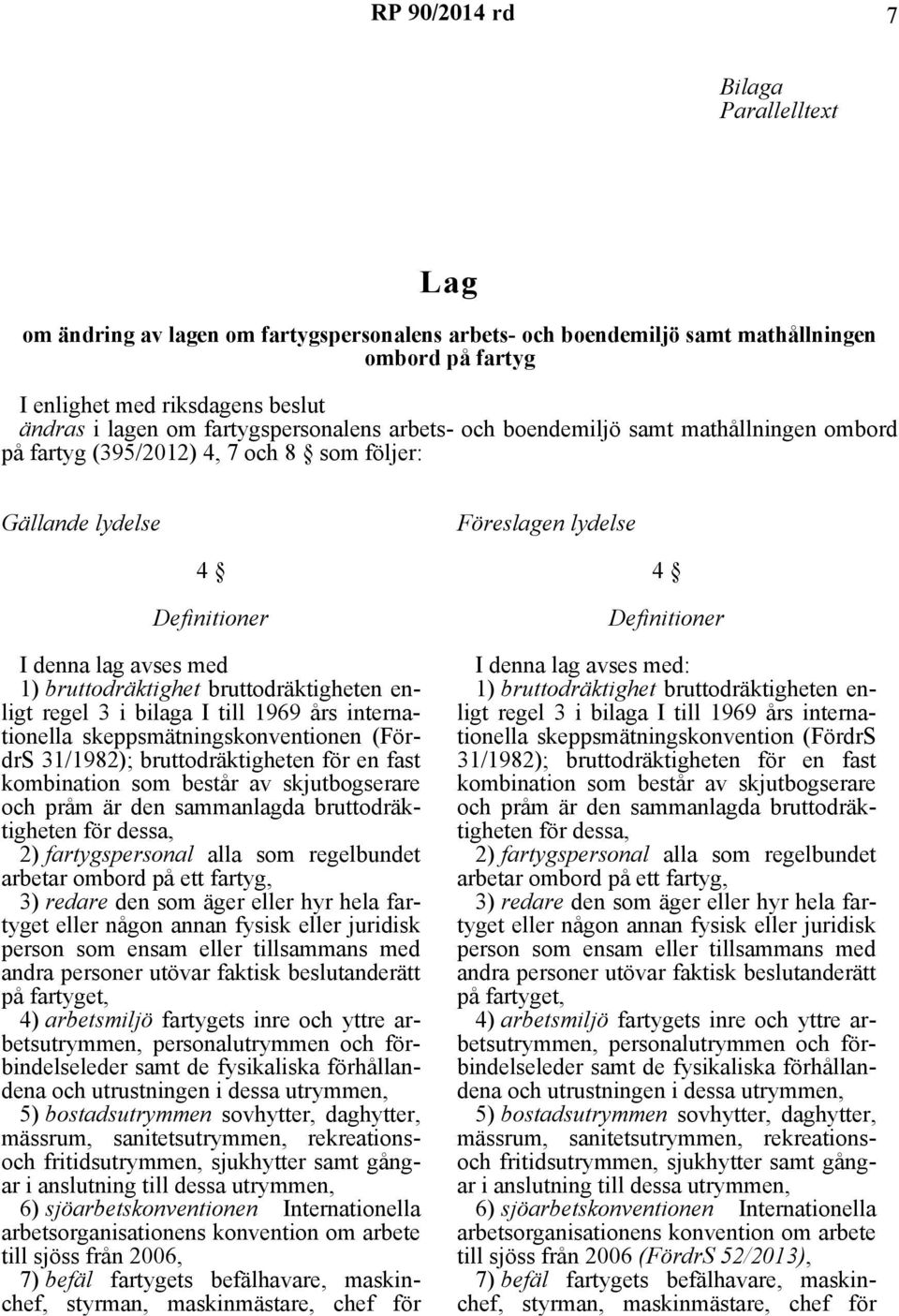 bruttodräktigheten enligt regel 3 i bilaga I till 1969 års internationella skeppsmätningskonventionen (FördrS 31/1982); bruttodräktigheten för en fast kombination som består av skjutbogserare och