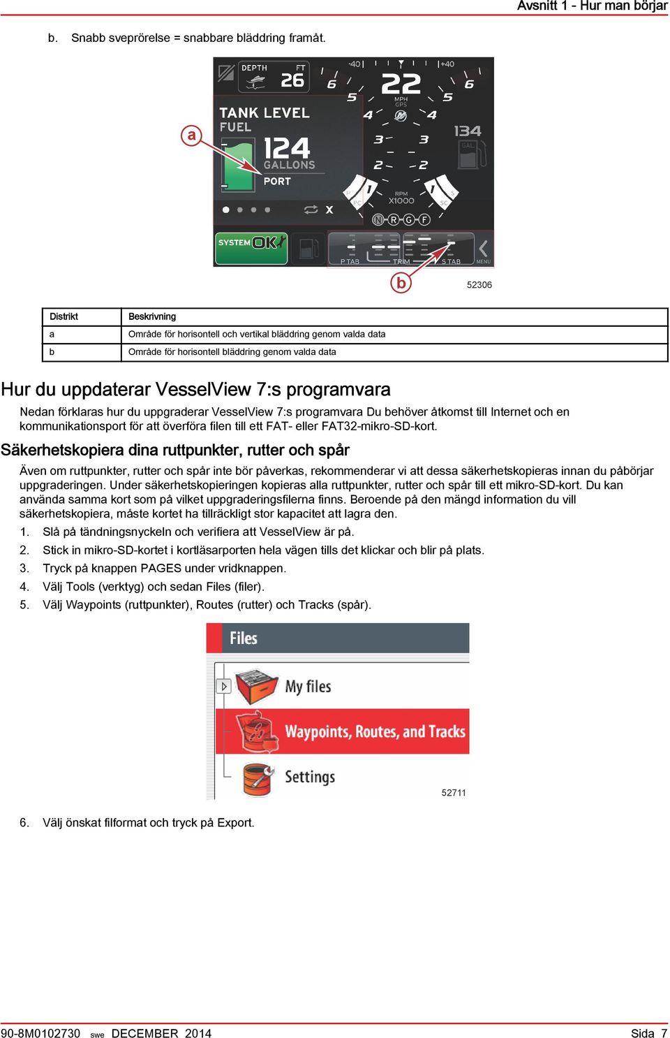 VesselView 7:s progrmvr Du ehöver åtkomst till Internet och en kommuniktionsport för tt överför filen till ett FAT- eller FAT32-mikro-SD-kort.