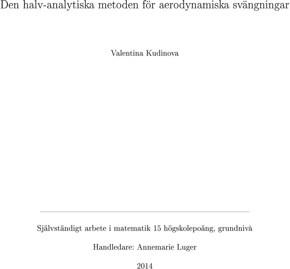 Kudinova Självständigt arbete i matematik