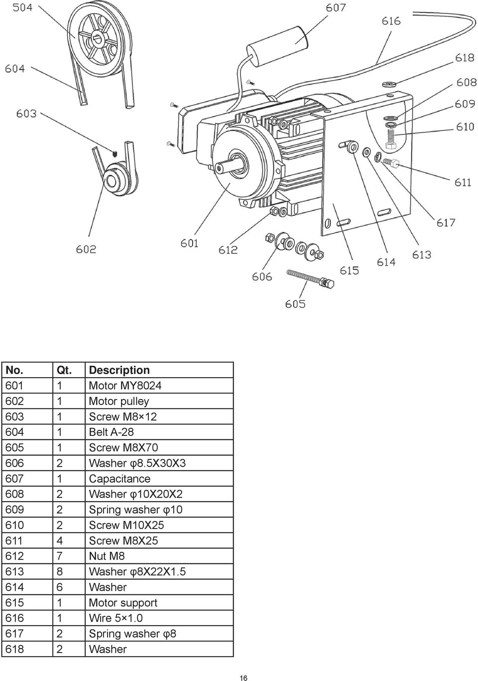Screw M8X70 606 2 Washer φ8.