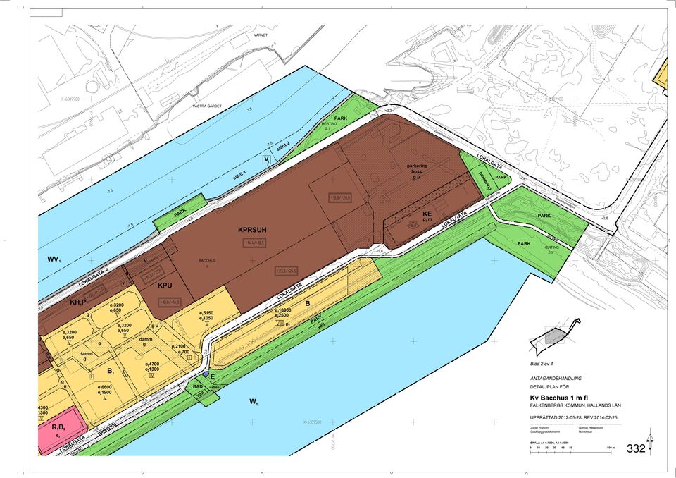 e 00 e 700 AD W e 8000 e 550 e 500 e 050 p E vatten lad av 4 ANTAGANDEHANDLING DETALJPLAN FÖR Kv acchs m fl FALKENERGS KOMMUN, HALLANDS