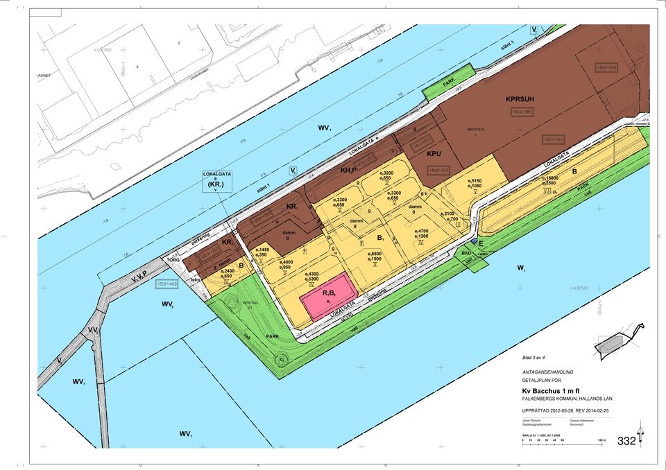 e 500 e 050 p slänt slänt parkerin E vatten KPRSUH V q lad 3 av 4 ANTAGANDEHANDLING DETALJPLAN FÖR Kv acchs m fl FALKENERGS KOMMUN,