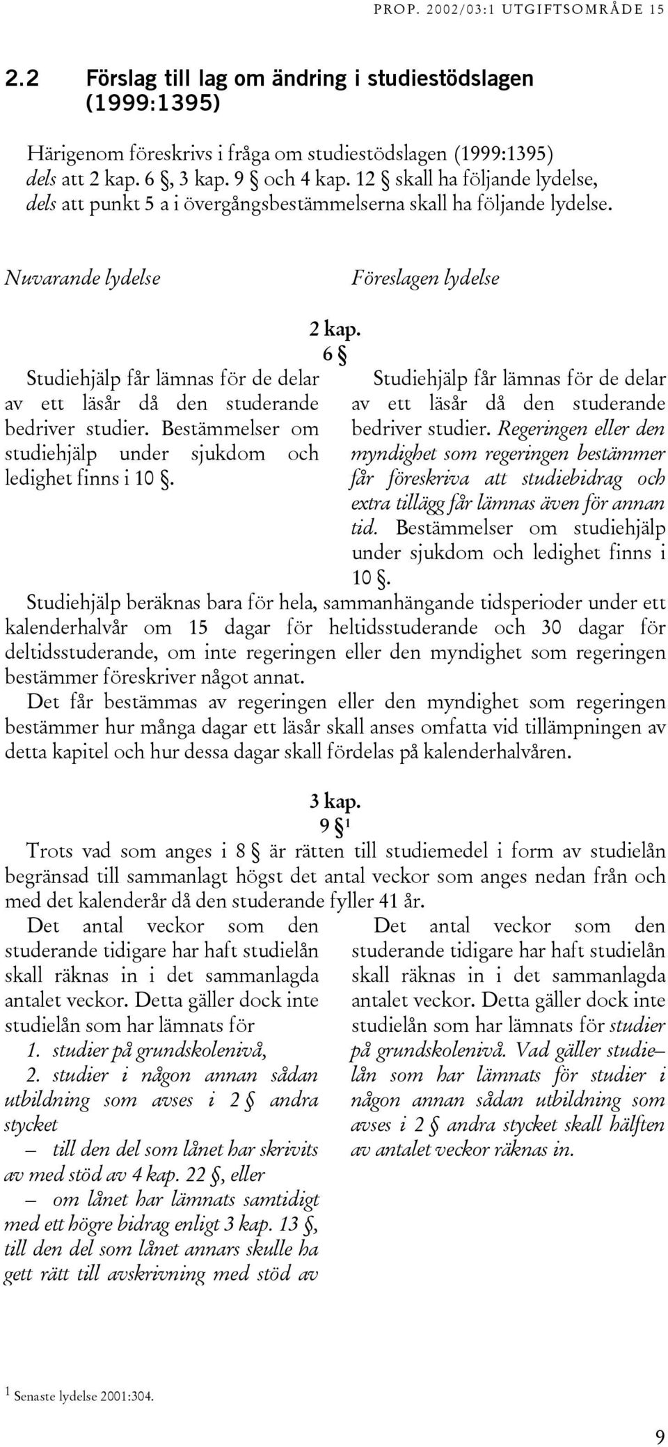 Nuvarande lydelse Föreslagen lydelse Studiehjälp får lämnas för de delar av ett läsår då den studerande bedriver studier. Bestämmelser om studiehjälp under sjukdom och ledighet finns i 10. 2 kap.
