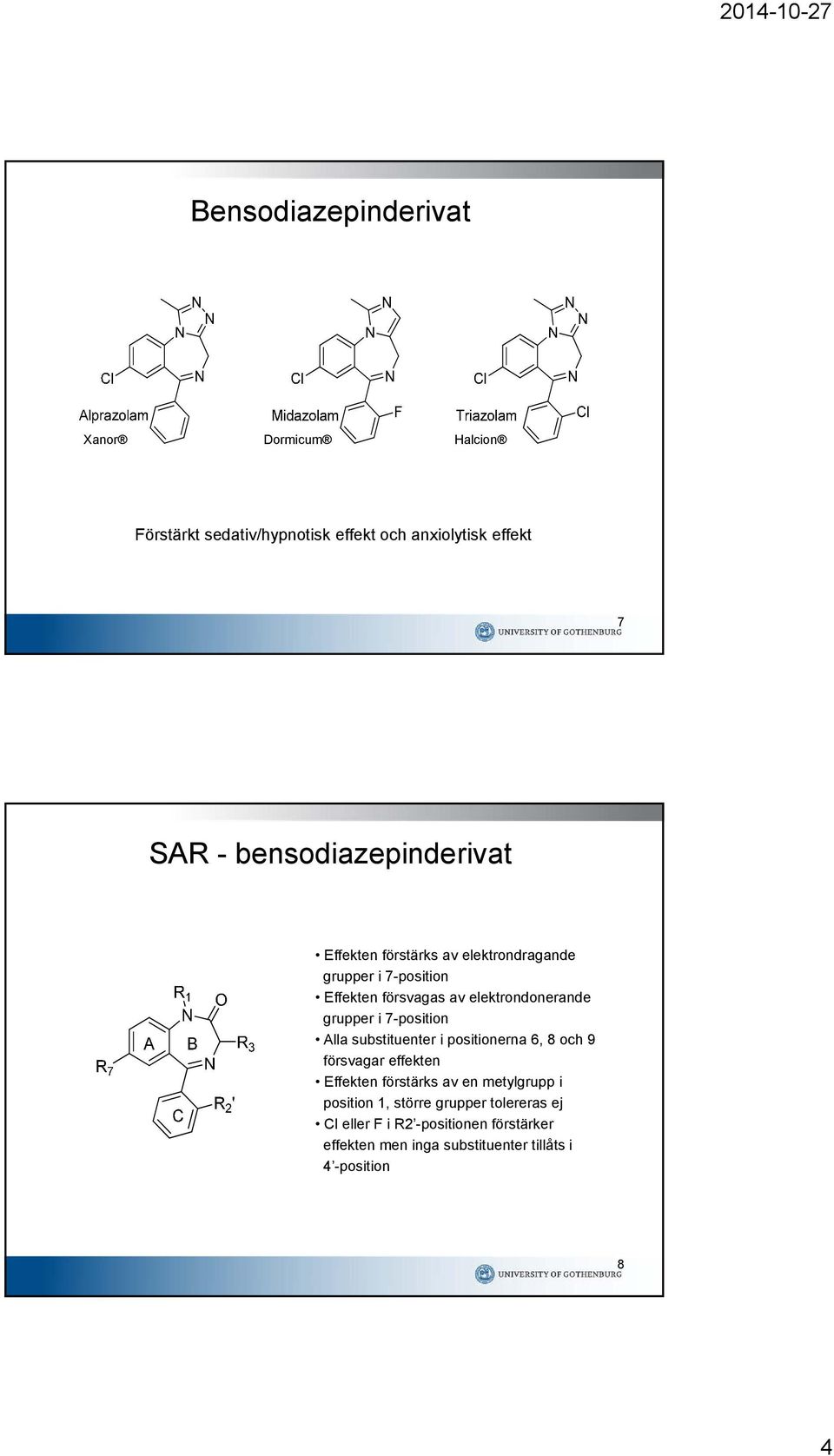 grupper i 7-position Alla substituenter i positionerna 6, 8 och 9 försvagar effekten Effekten förstärks av en metylgrupp i