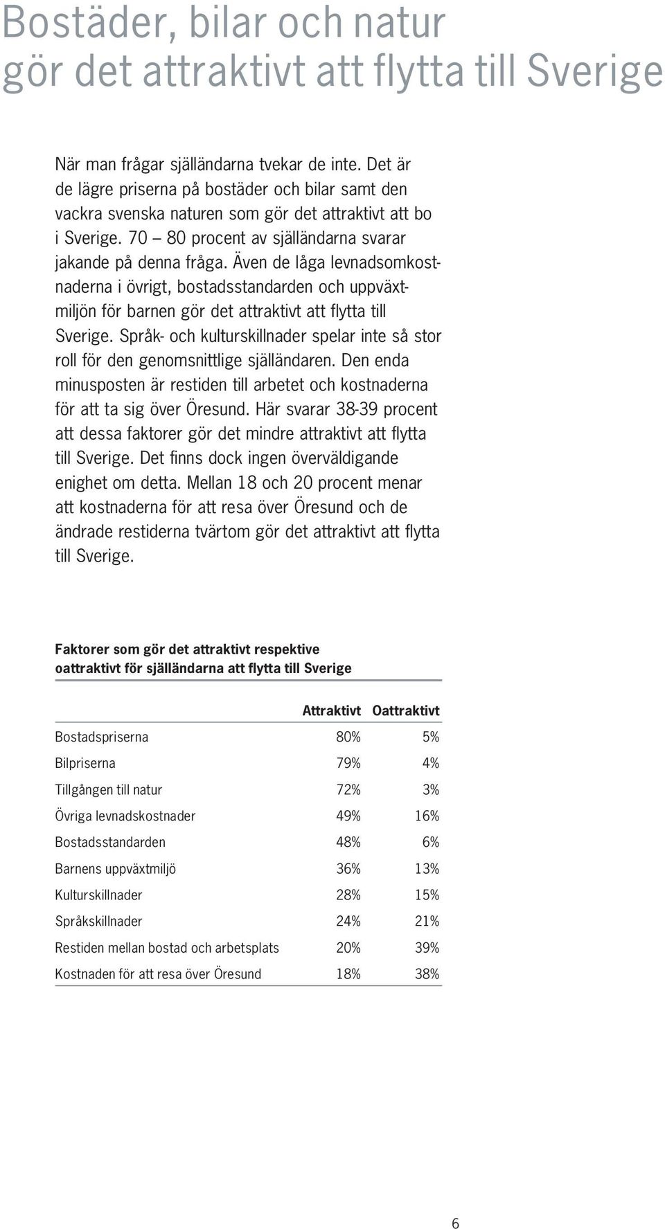 Även de låga levnadsomkostnaderna i övrigt, bostadsstandarden och uppväxtmiljön för barnen gör det attraktivt att flytta till Sverige.