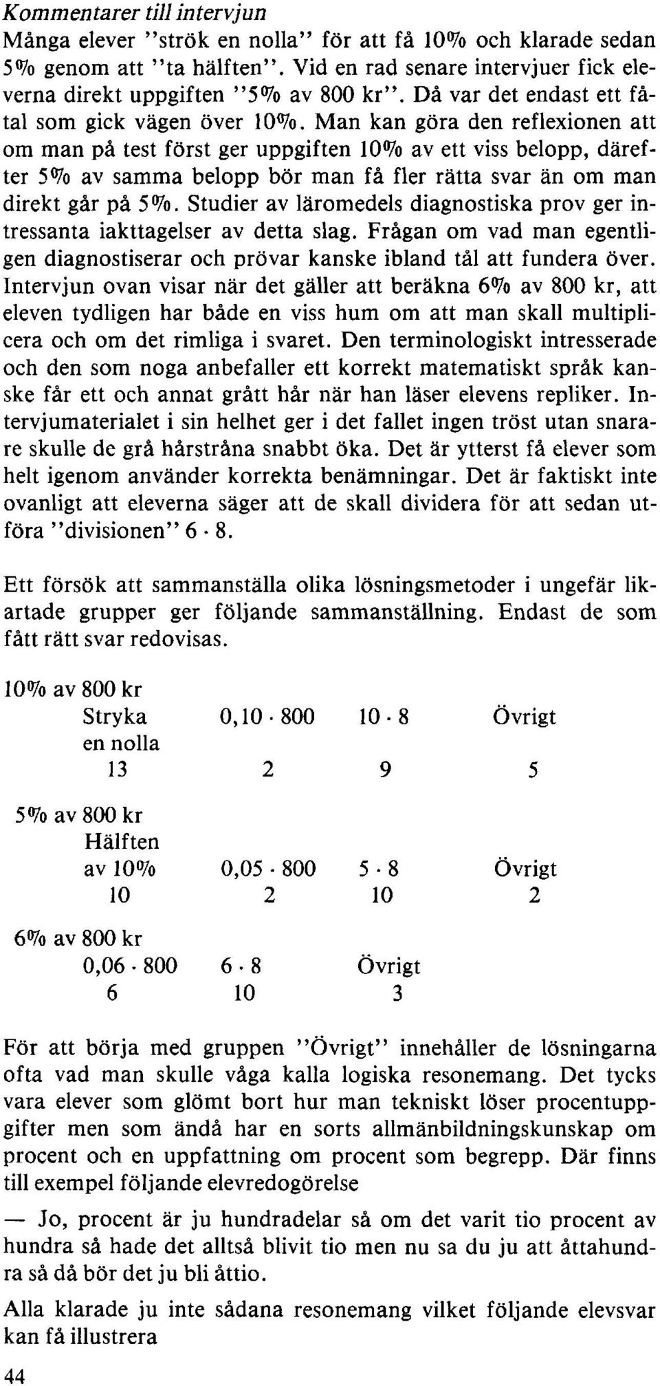 Man kan göra den reflexionen att om man på test först ger uppgiften 10 % av ett viss belopp, därefter 5 % av samma belopp bör man få fler rätta svar än om man direkt går på 5 %.