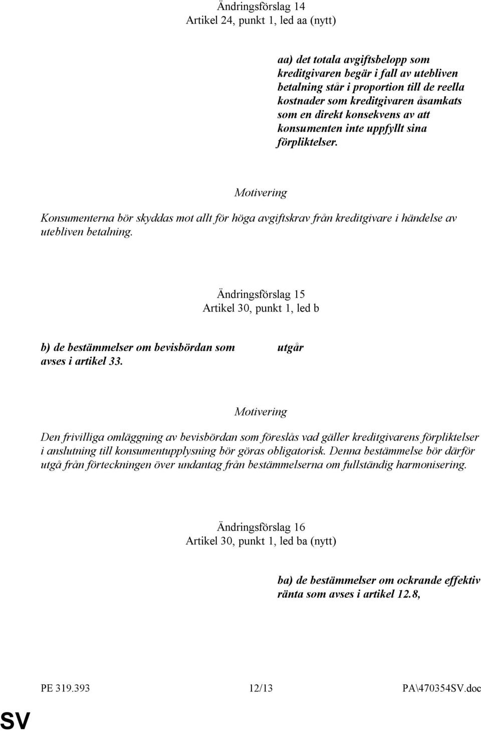 Ändringsförslag 15 Artikel 30, punkt 1, led b b) de bestämmelser om bevisbördan som avses i artikel 33.