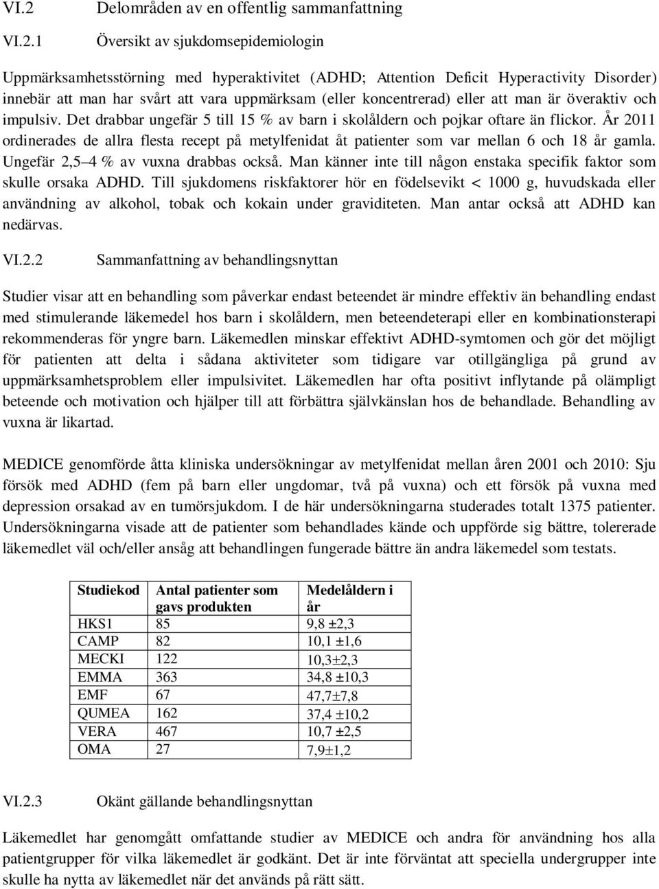 År 2011 ordinerades de allra flesta recept på metylfenidat åt patienter som var mellan 6 och 18 år gamla. Ungefär 2,5 4 % av vuxna drabbas också.